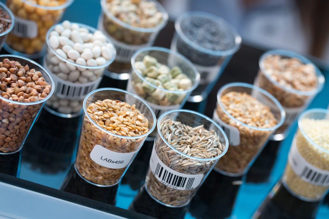 plastic cups filled with dried nuts